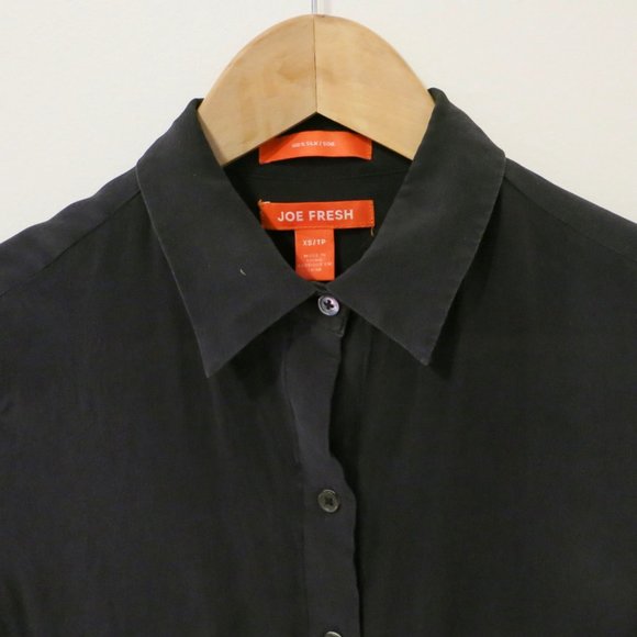 🌼 Black crepe de chine silk blouse shirt - Picture 2 of 4